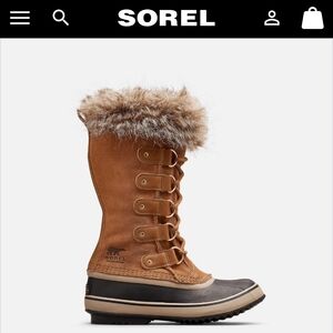 Sorel Women's Joan of Arctic Camel Winter Boots with Fur Trim